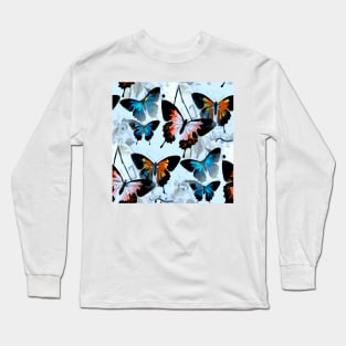 Exquisite Magnificent Watercolor Butterflies in Vivid Eclectic Colors Long Sleeve T-Shirt